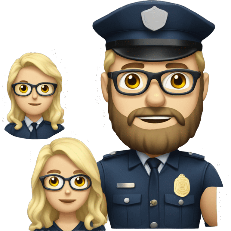 Policeman wih a blonde beard with wire rim square  frame glasses emoji