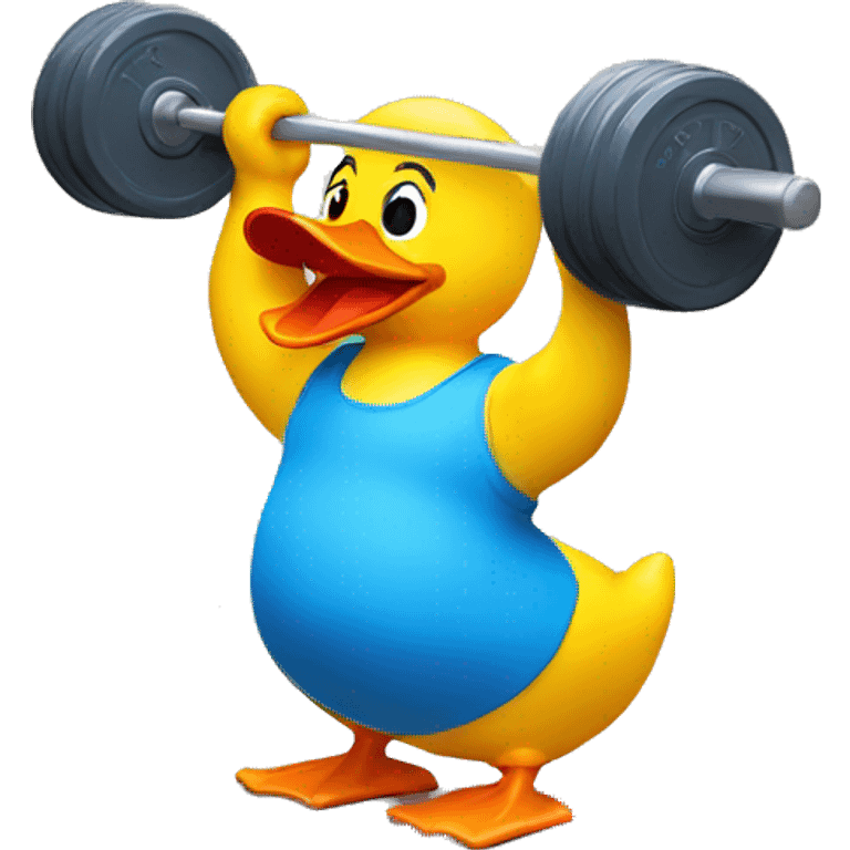 a rubber duck lifting weights, side view emoji