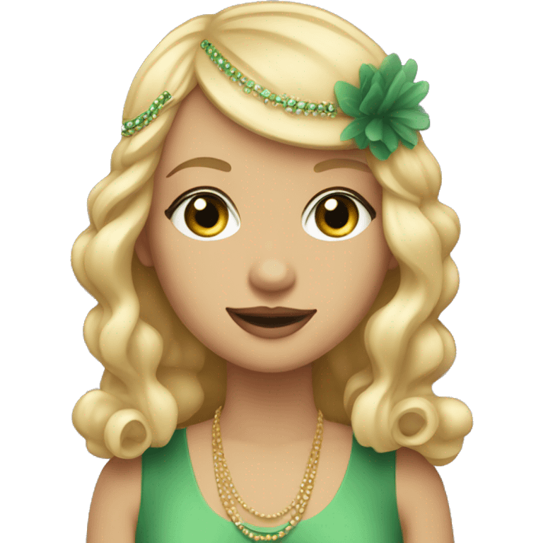 Flapper with long blonde hair and green eyes  emoji