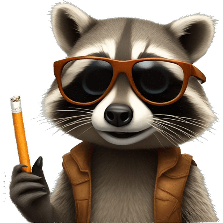 Raccoon with sunglasses and cigarette emoji