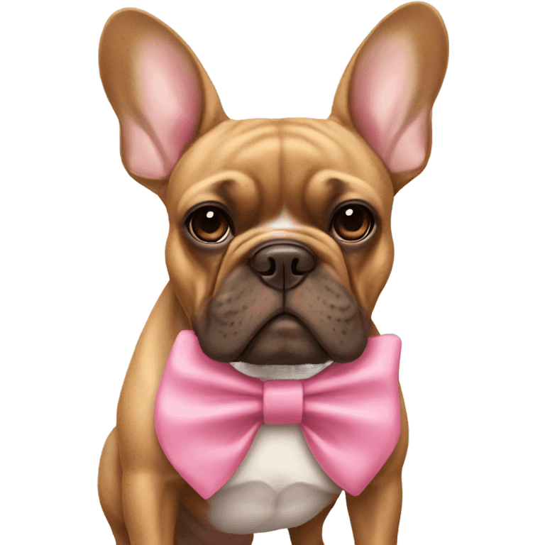 French bull dog that’s brown with a pink bow  emoji