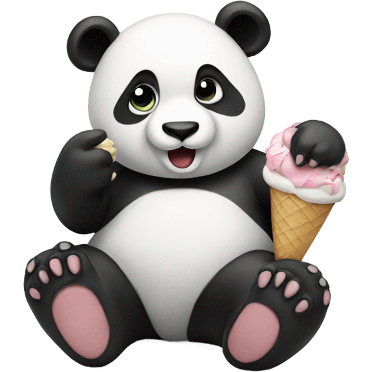 Panda eating ice cream emoji