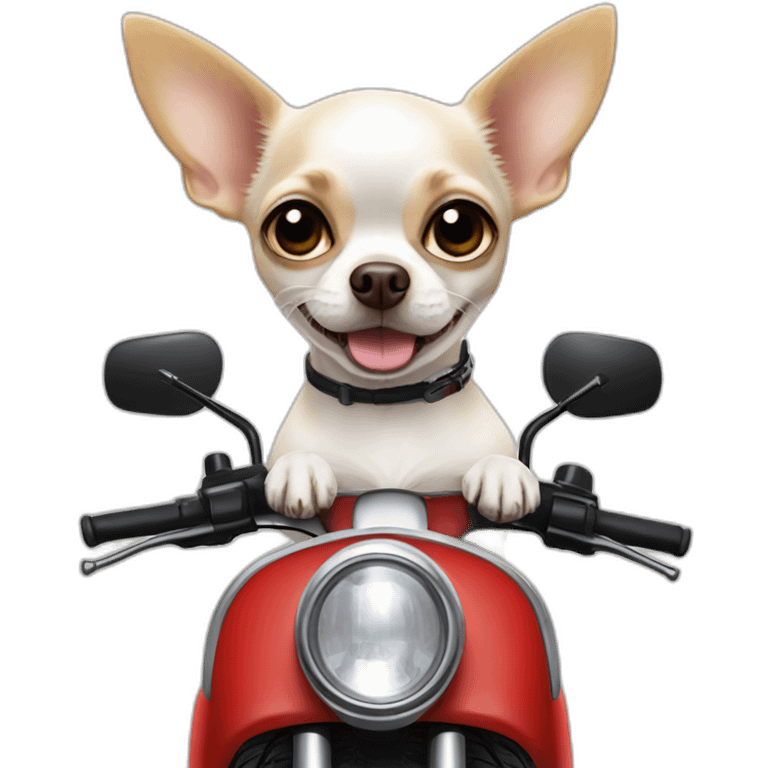 white chihuahua on scooter emoji