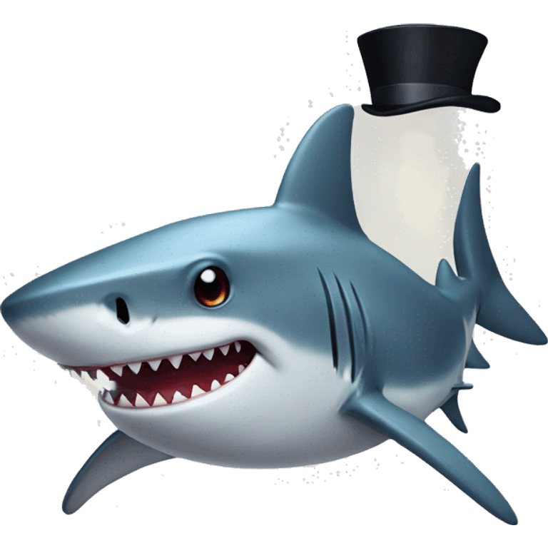 Shark with a top hat emoji