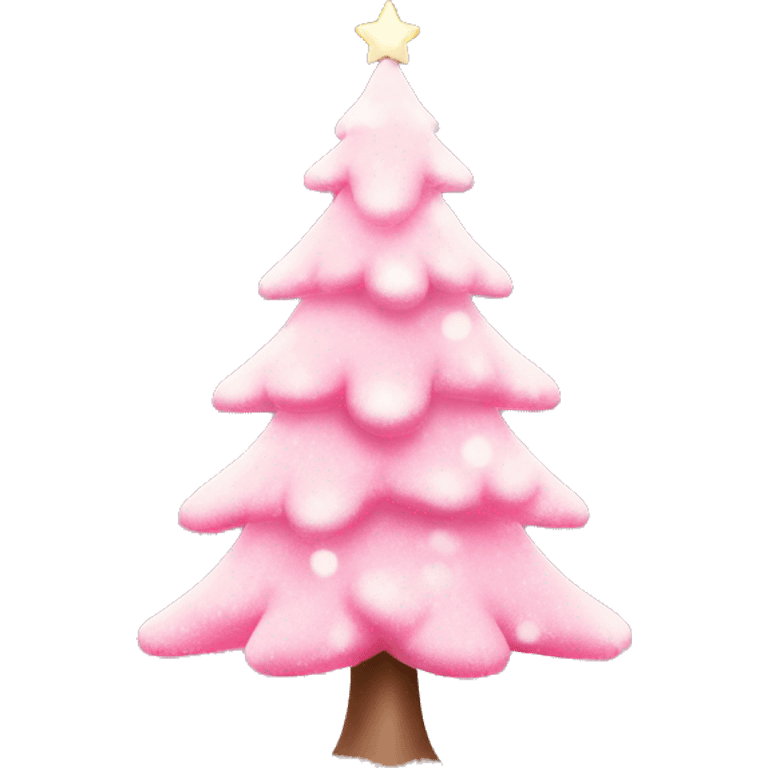 Pink Christmas tree with soft lights and snow  emoji