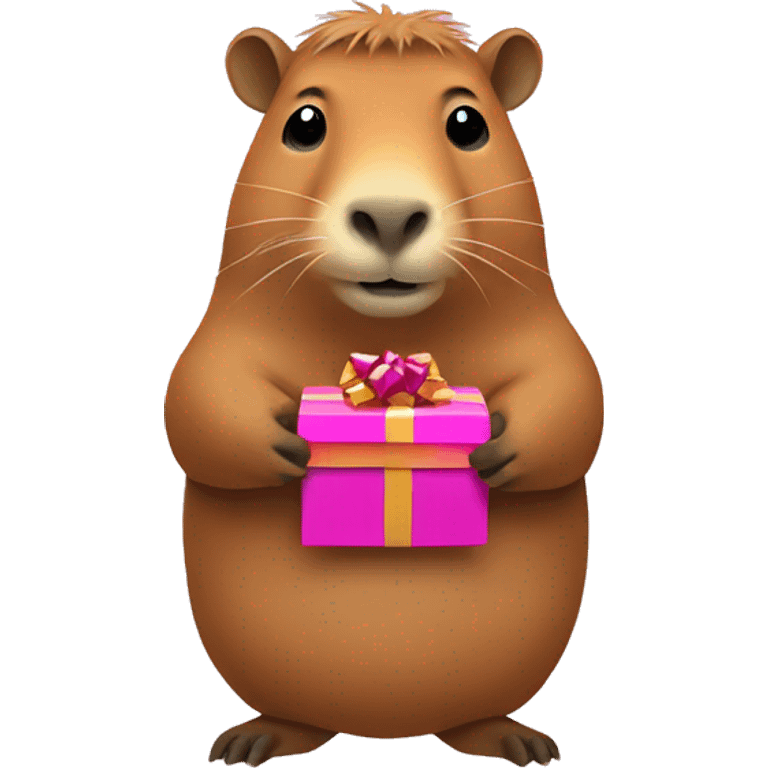 Capybara holding a gift emoji