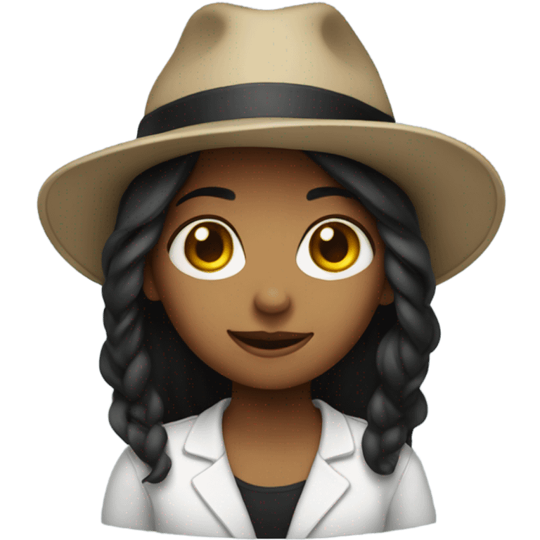 Girl wearing black hat emoji