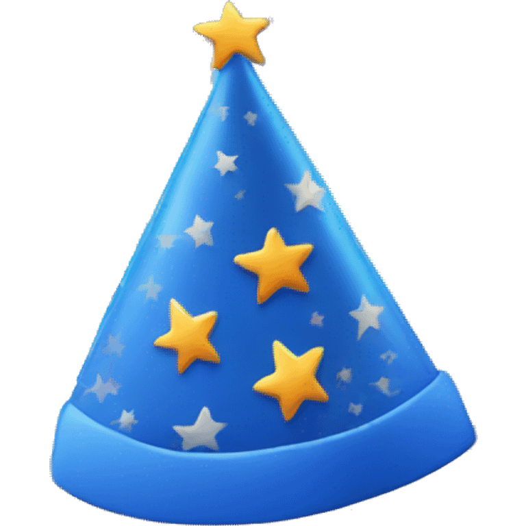 blue birthday hat with star and moon pattern emoji