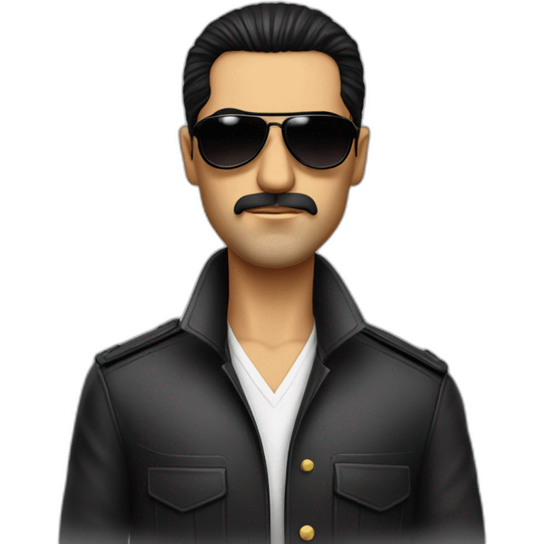 spanish mafia boss with sleek black hair and aviator sunglasses emoji