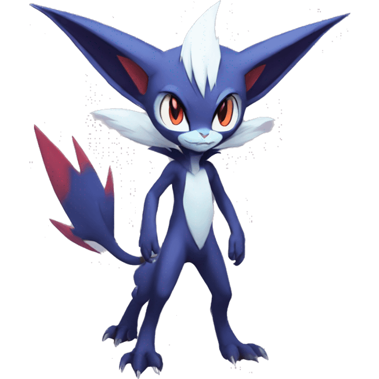 Anthro Edgy Cool Sneasel-Noivern-Absol-Pokémon-Fakémon-fusion-cat Full Body emoji