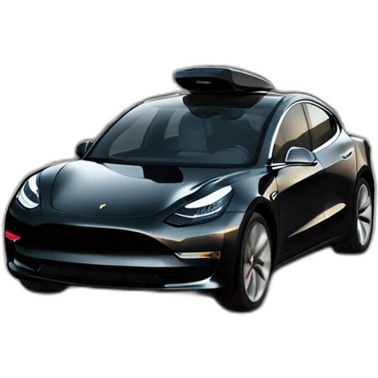 Rui Inácio riding a Black Tesla Model 3 emoji