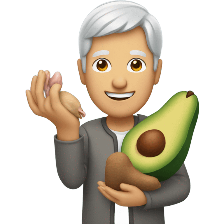 Gray haired, chicken foot avocado emoji