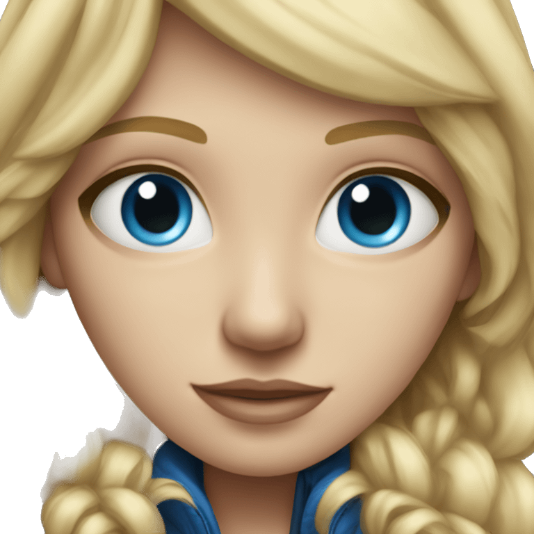 blonde girl in realistic jacket with blue eyes emoji