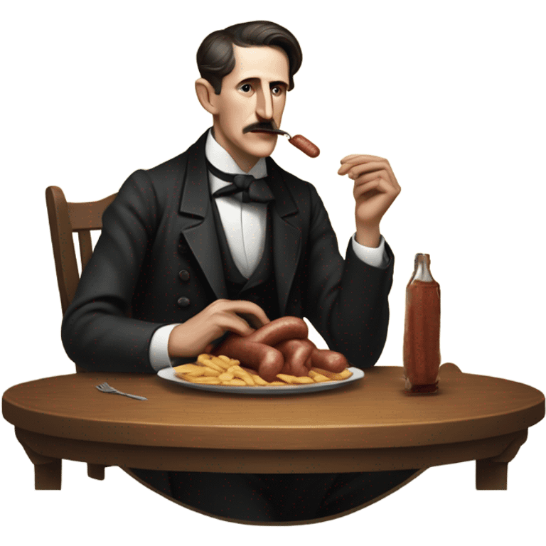 nicola tesla eating sausage emoji