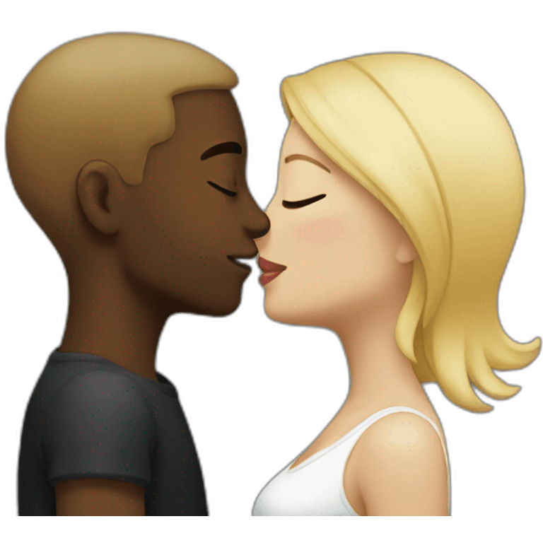 Blond woman kiss black man  emoji