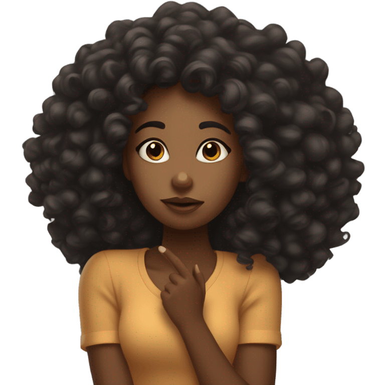 Black girl with curly hair blowing a kiss  emoji