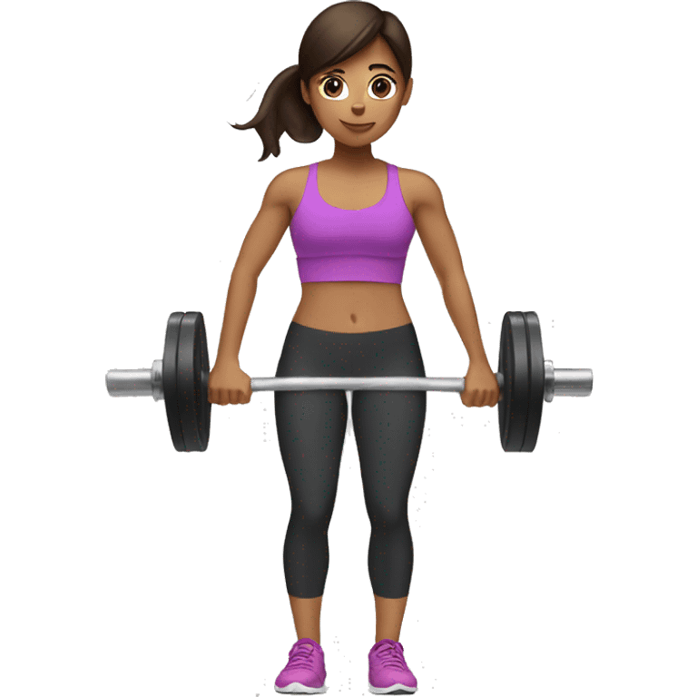 brunette girl lifting weights emoji