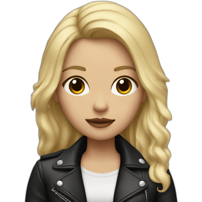 half blonde girl with black eyes and black leather jacket  emoji