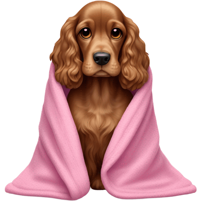 english Cocker spaniel in a pink blanket emoji