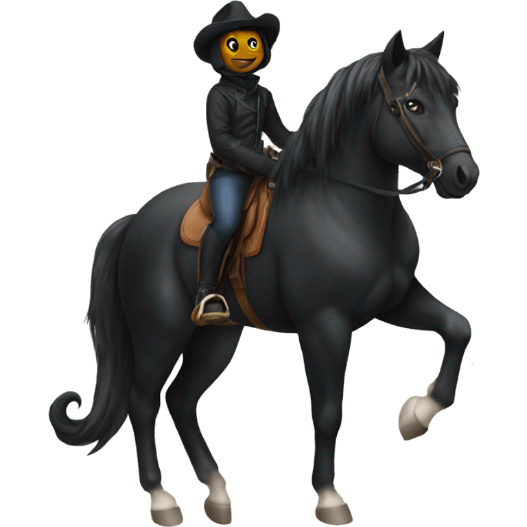 Black cat on top of a horse emoji