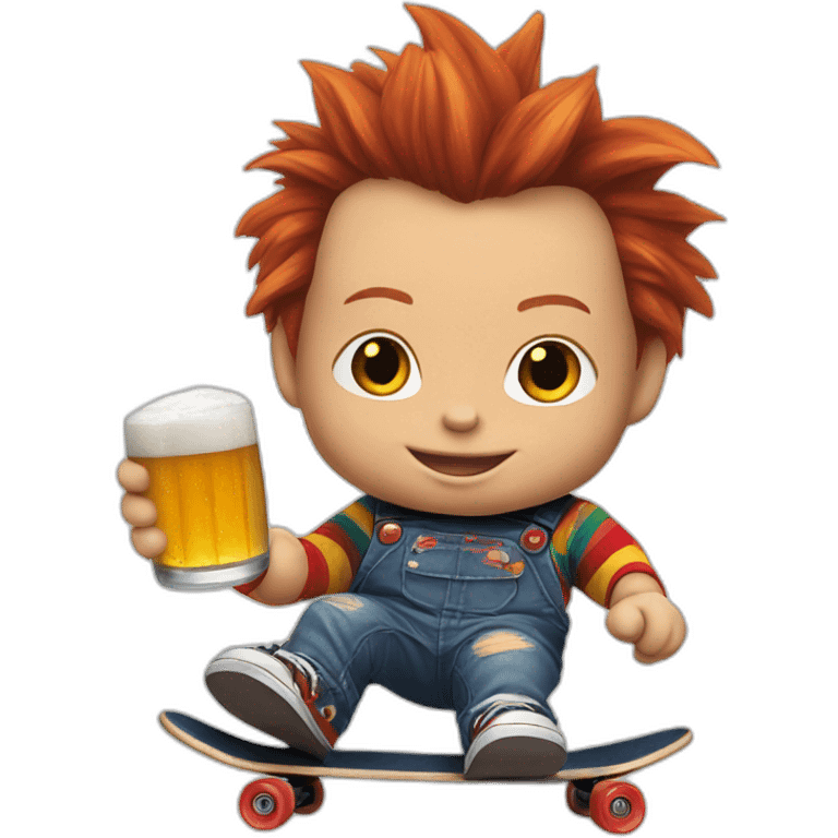 chucky skateboarding holding beer emoji