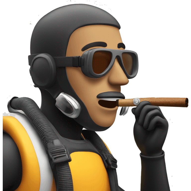 A scuba diver smoking a cigar emoji