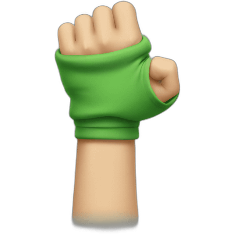 Arm with a green hoodie sleeve emoji