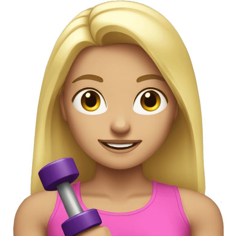 Blonde girl with dumbbells  emoji