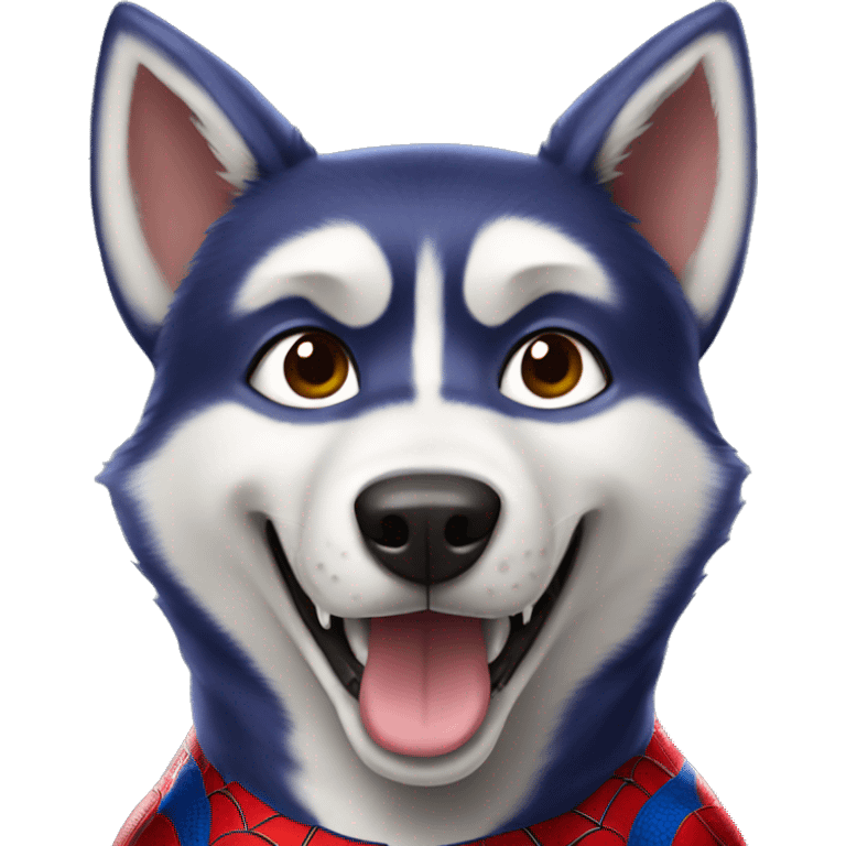 Husky dog wearing Spider-Man costume emoji