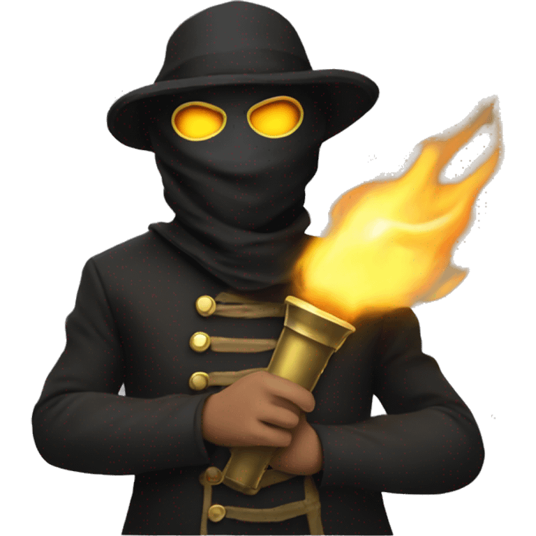 Masked man in revolution costume with torch emoji