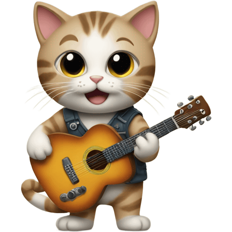 Wee cat playing the guitr emoji