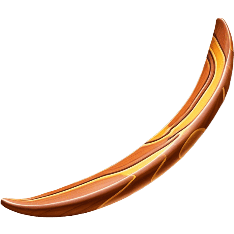 Cinematic Realistic image of a classic boomerang, rendered with detailed wood grain textures and vibrant colors, set against a sunlit outback landscape that emphasizes its iconic Australian heritage emoji