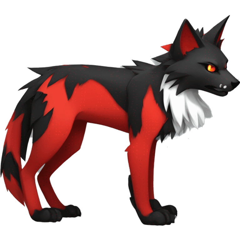 Cool edgy black red punk wolf-cat-Fakemon emoji