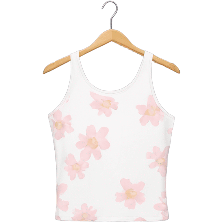 white tank top with dainty light pink floral details emoji