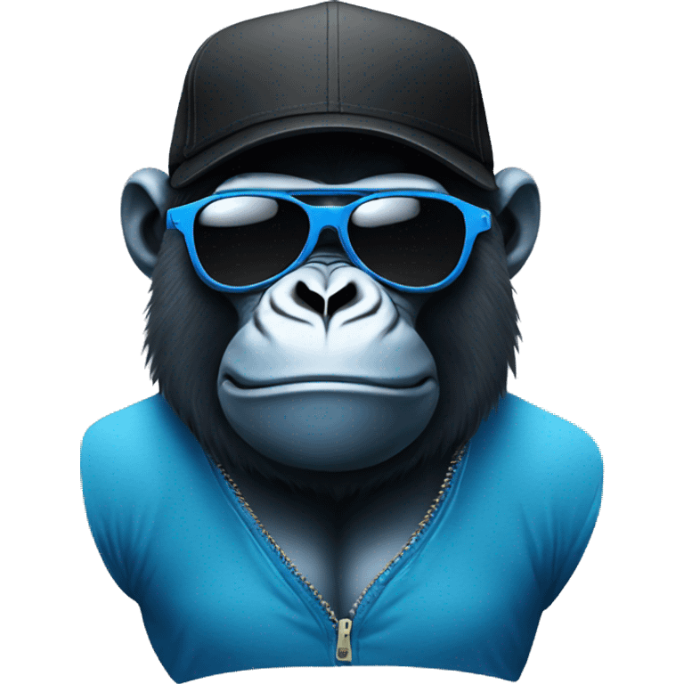 Gorilla tag blue monkey with black cap and sunglasses emoji