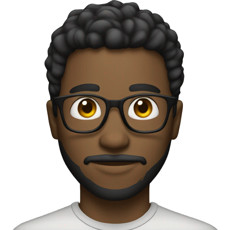 Black Young man and glasses and little beard mustache faded hair emoji