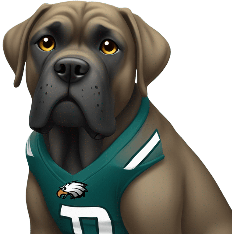 Cane Corso wearing an eagles jersey emoji