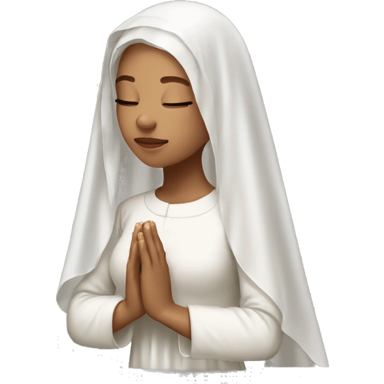 Light skin girl praying with white veil  emoji