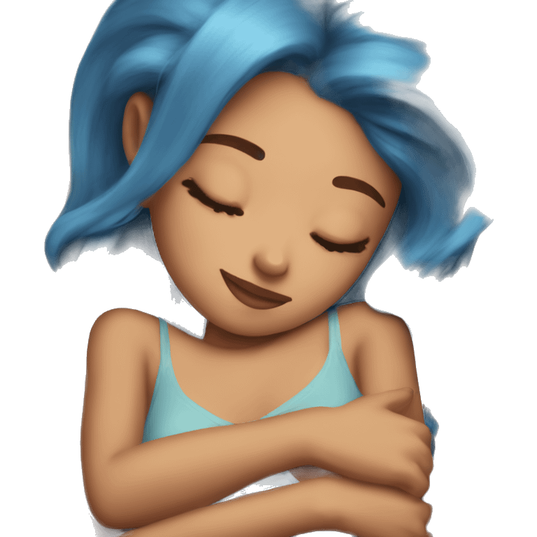 Ariana sleeping with blue hair emoji