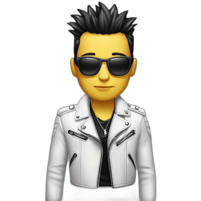 Punk male-with white leather jacket-mirror glasses emoji