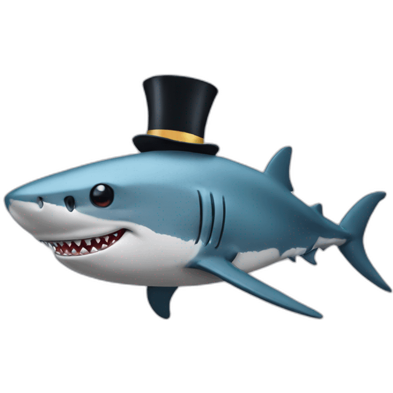 Shark with a top hat emoji