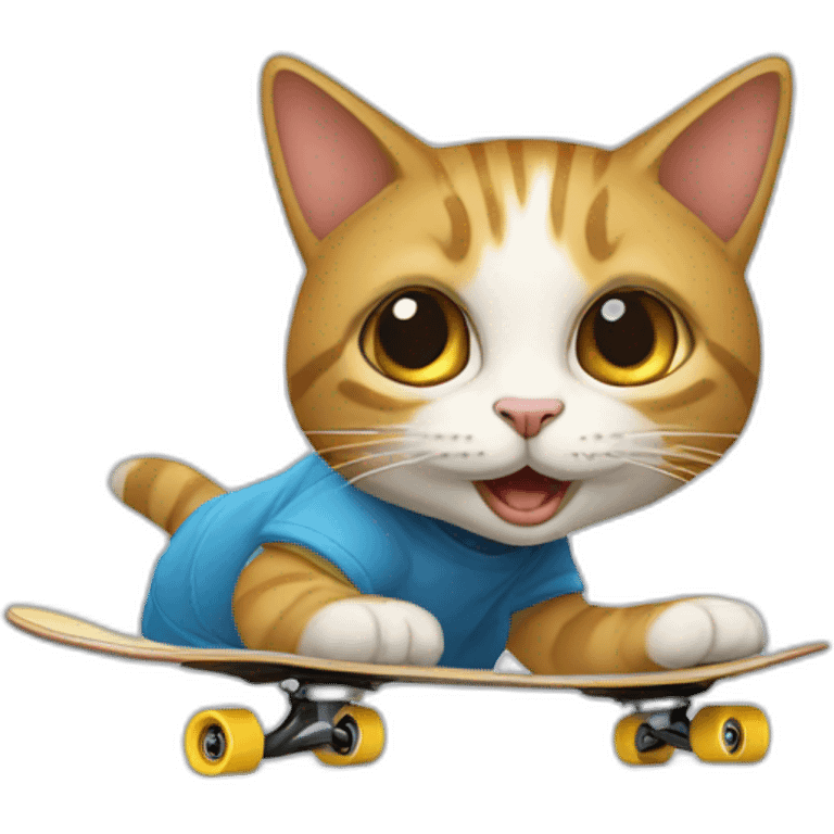 Un chat qui fait du skate board emoji