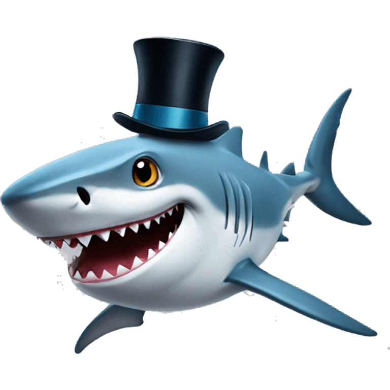 Shark with a top hat emoji