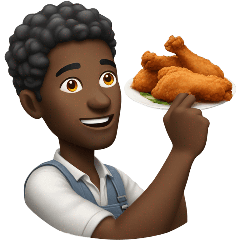 African guy eating fried chicken emoji