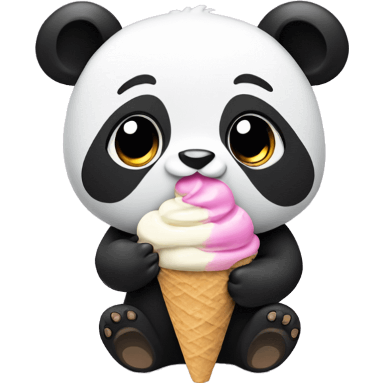 Panda eating ice cream emoji