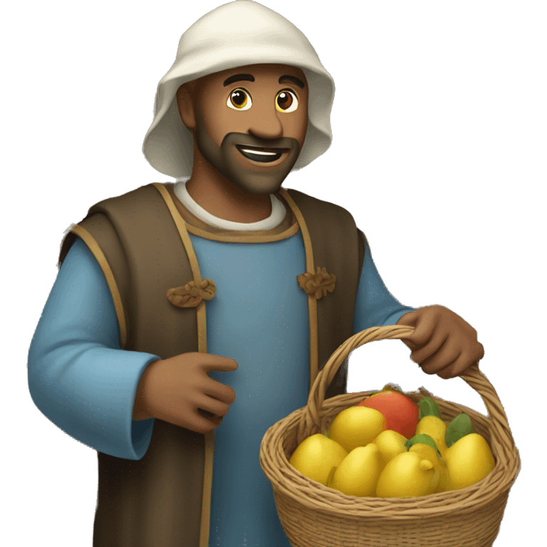 medieval market visitor with a basket emoji