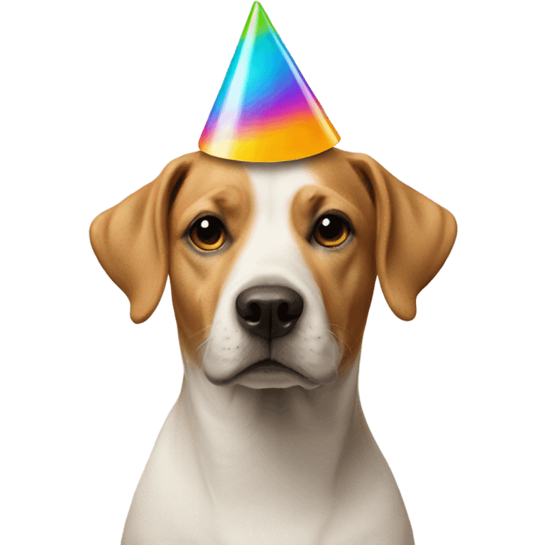 Dog wearing a party hat emoji