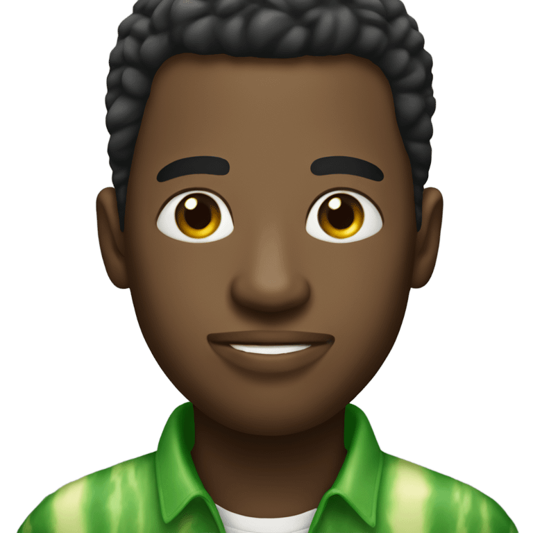 African American male with large green melon emoji