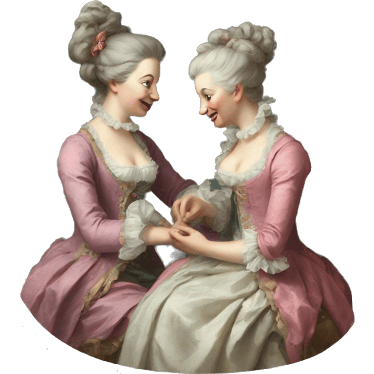 Painting of two rococo women chatting emoji