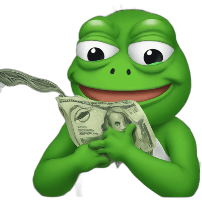 pepe the frog hold a dolar buck emoji